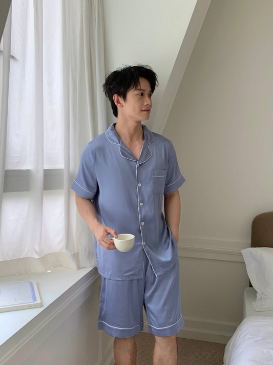 Eddie Collection : Short Sleeve with Short Pants (Grey Blue)