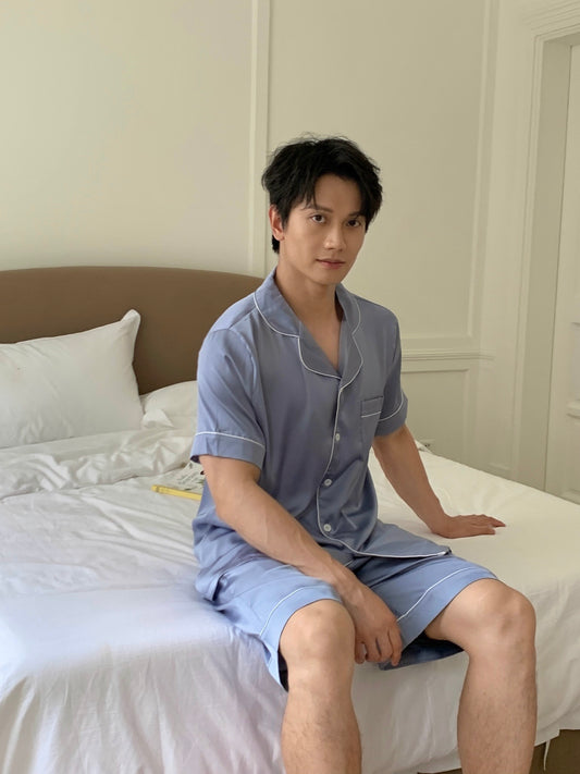 Eddie系列 : 短袖+短褲 (灰藍色)