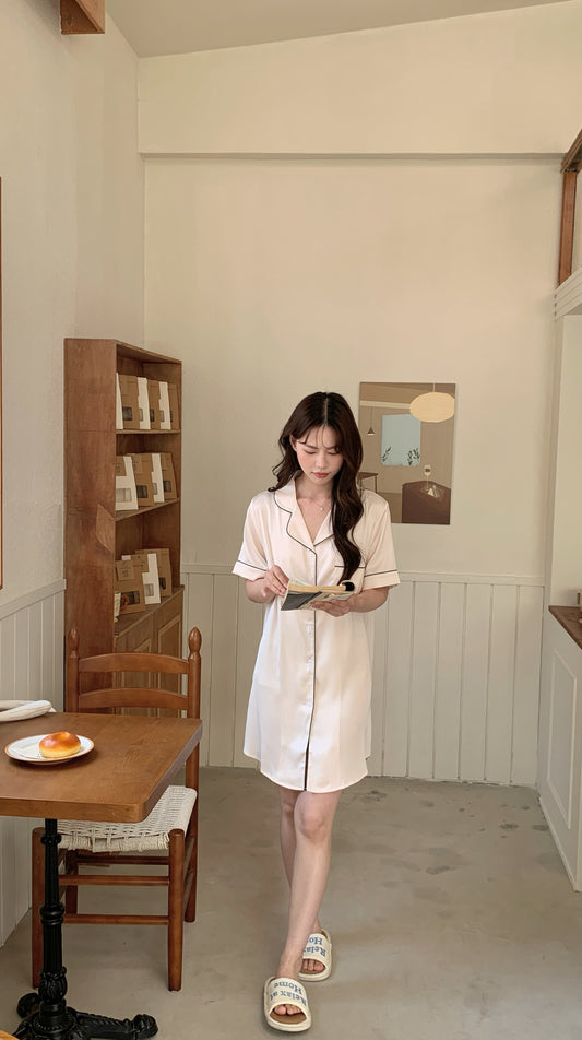 Hailey Collection : Sleep Dress Short Sleeve (Cream)