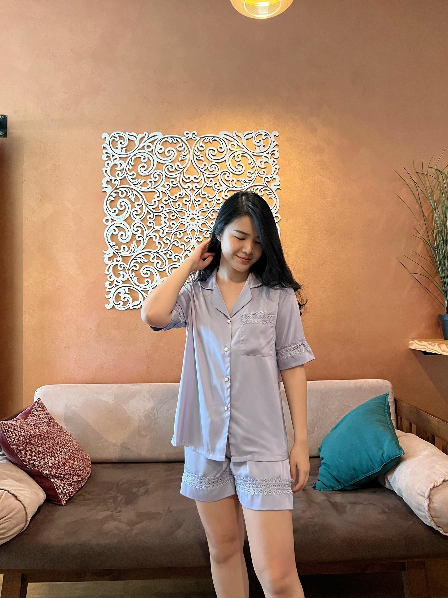 Della Collection : Short sleeve + short pants (Lilac)