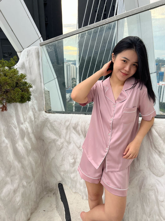 Abby Collection : Short sleeve + short pants (Dust Pink)