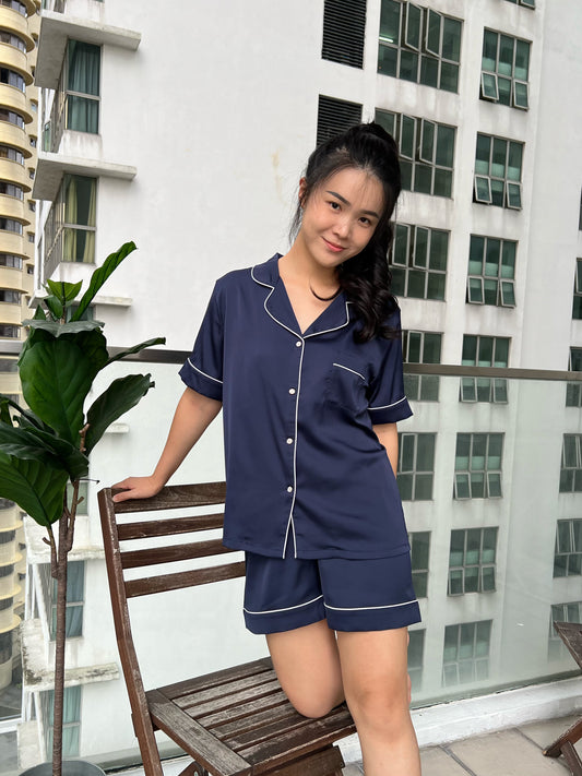 Abby Collection : Short sleeve + short pants (Navy Blue)