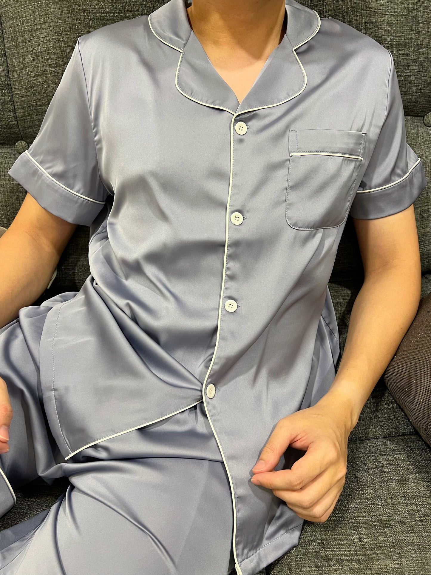 Eddie Collection : Short sleeve + short pants (Grey Blue)