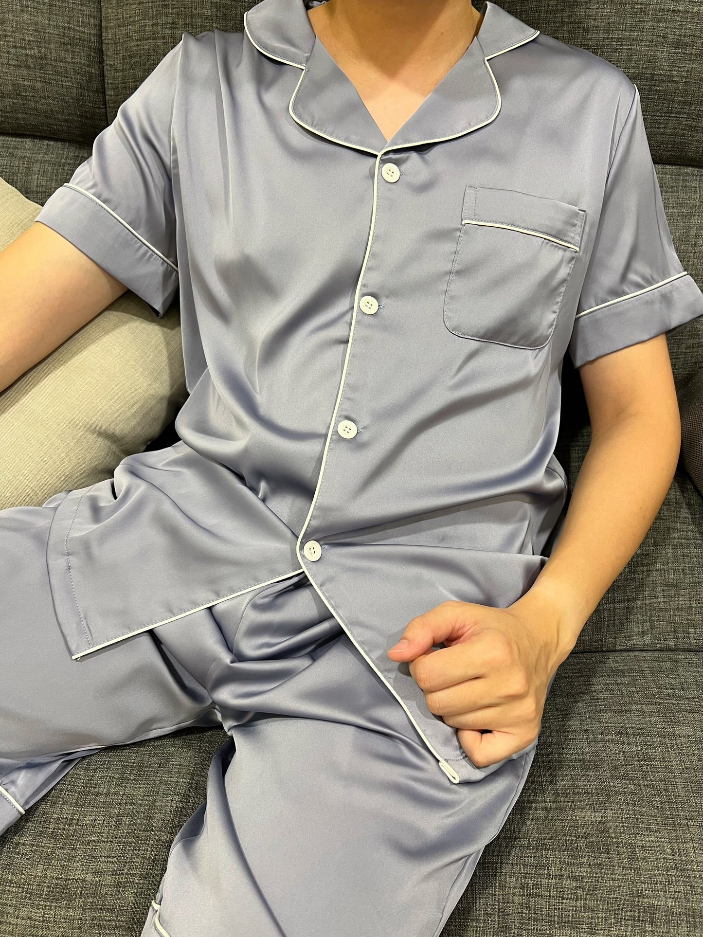 Eddie Collection : Short sleeve + short pants (Grey Blue)