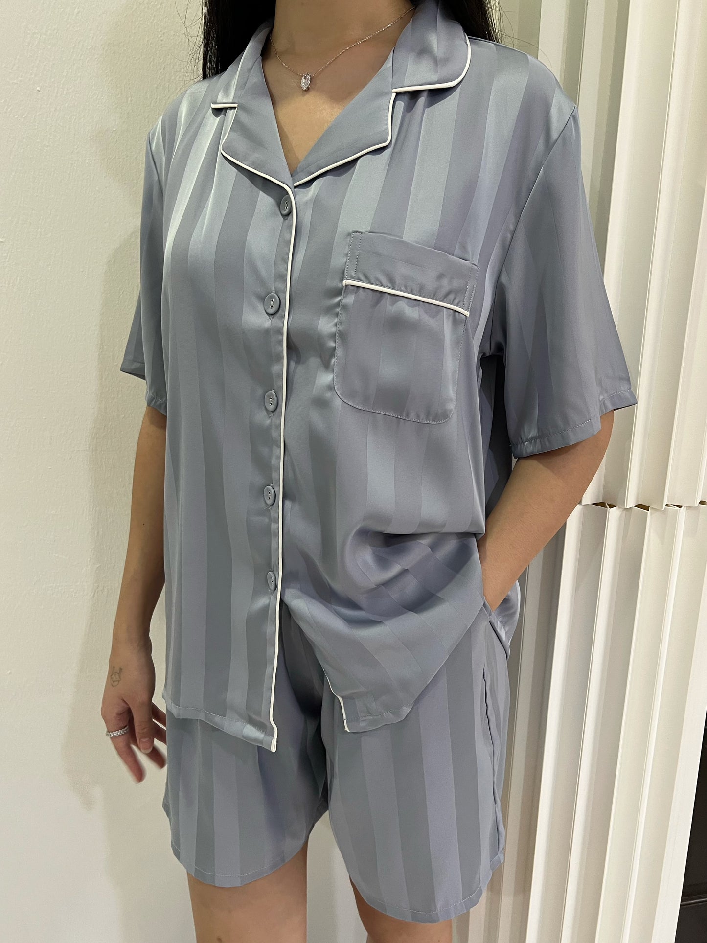 Keira Collection : Short sleeve + short pants (Ash Blue)
