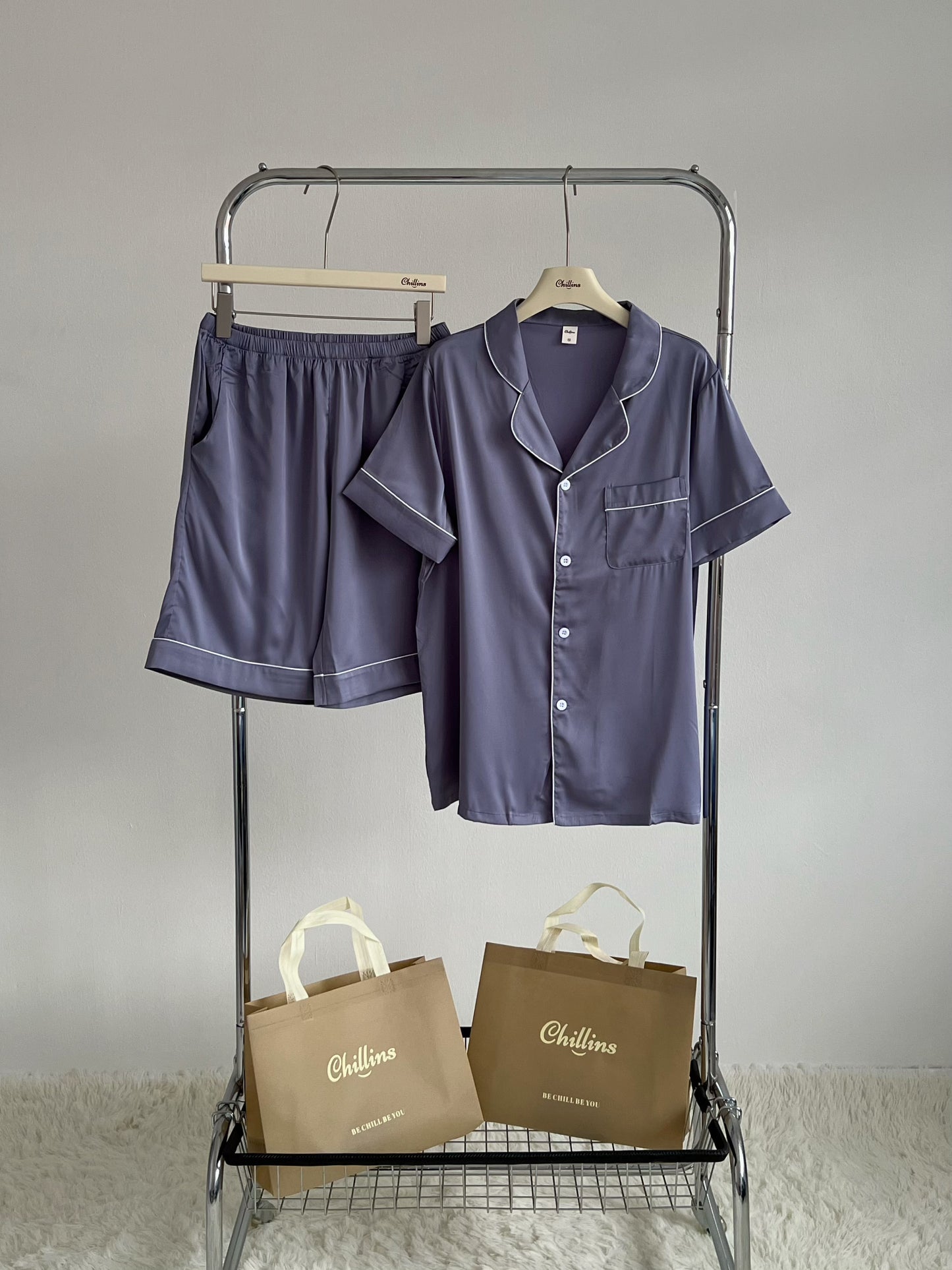 Eddie Collection : Short sleeve + short pants (Grey Blue)