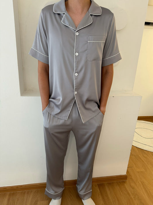 Gavin Collection : Short sleeve + long pants (Silver Grey)