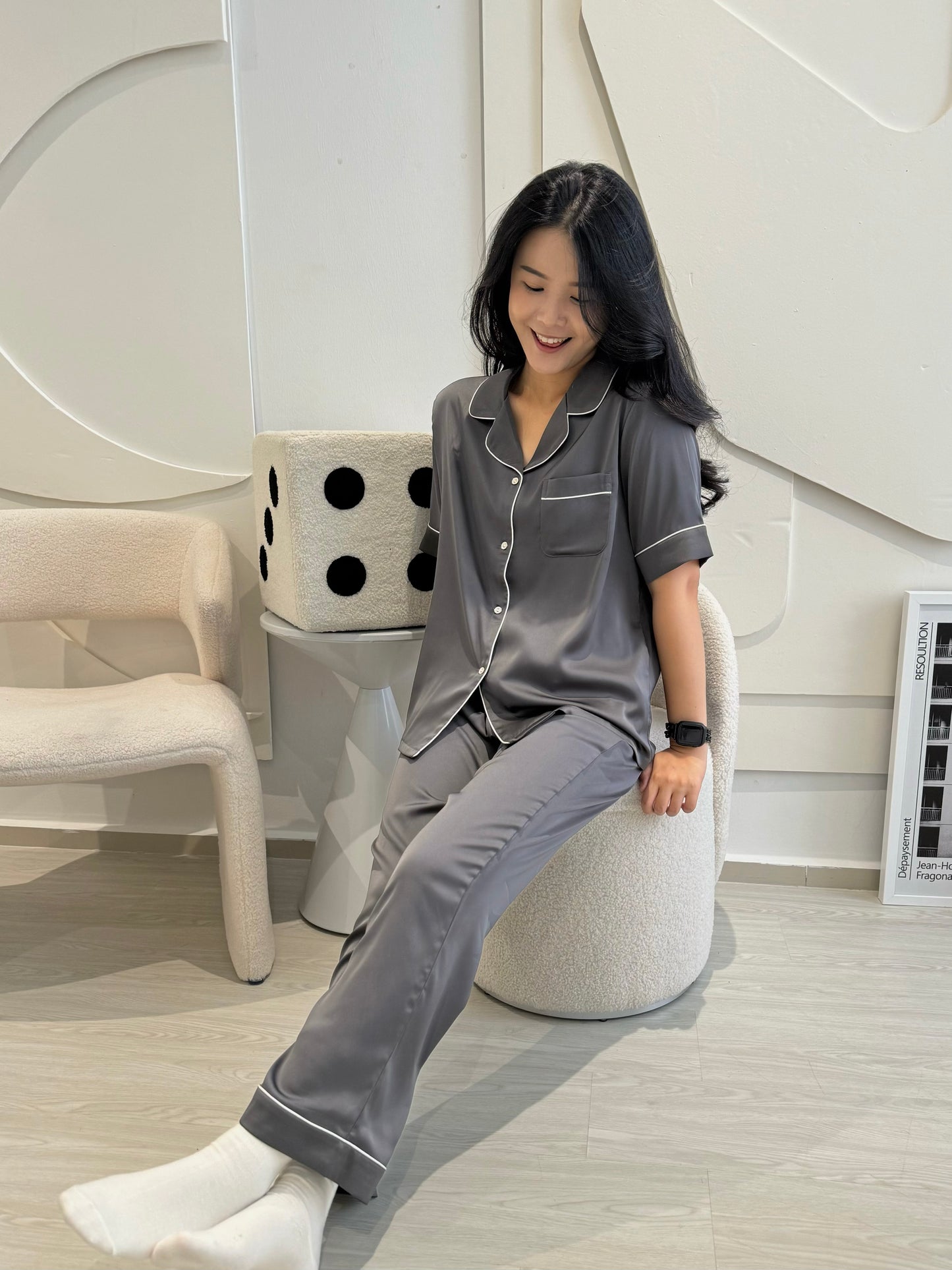 Jovin Collection : Short sleeve + long pants (Charcoal Grey)