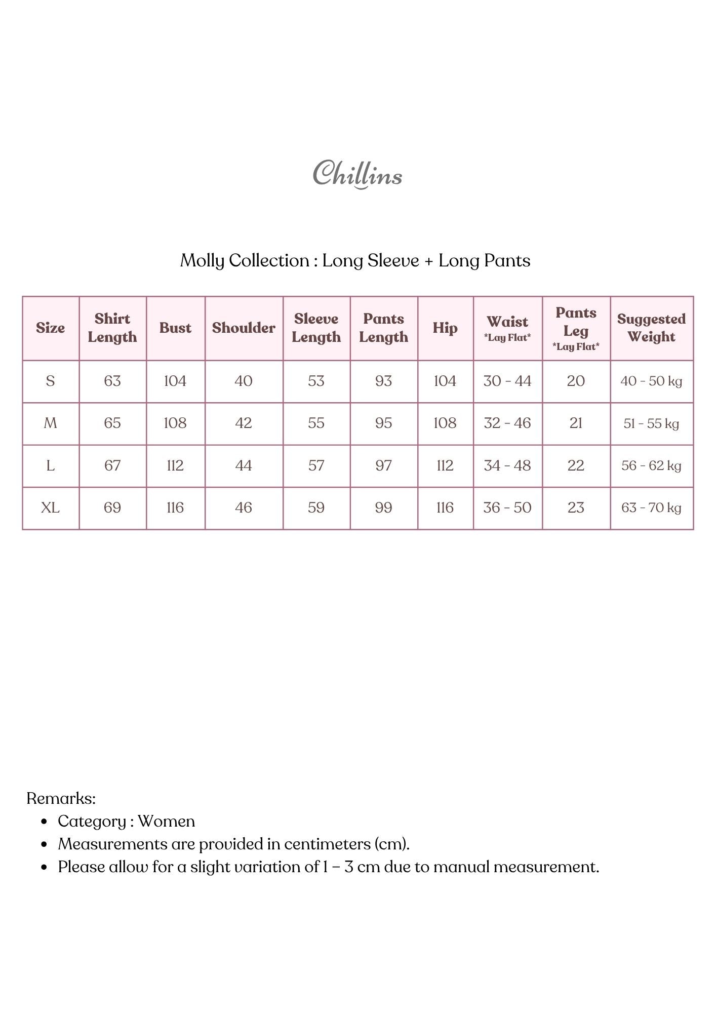 Molly Collection : Long Sleeve with Long Pants (Almond)