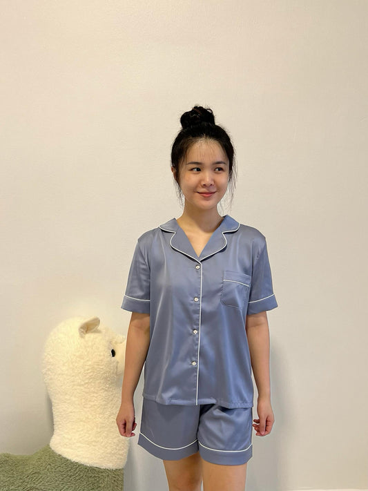 Abby Collection : Short sleeve + short pants (Grey Blue)