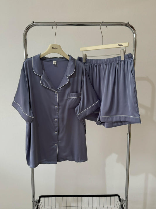 Abby Plus Collection : Short sleeve + short pants (Grey Blue)