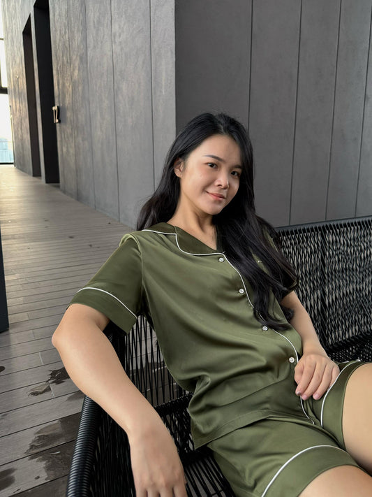 Abby Collection : Short sleeve + short pants (Army Green *LIMITED*)