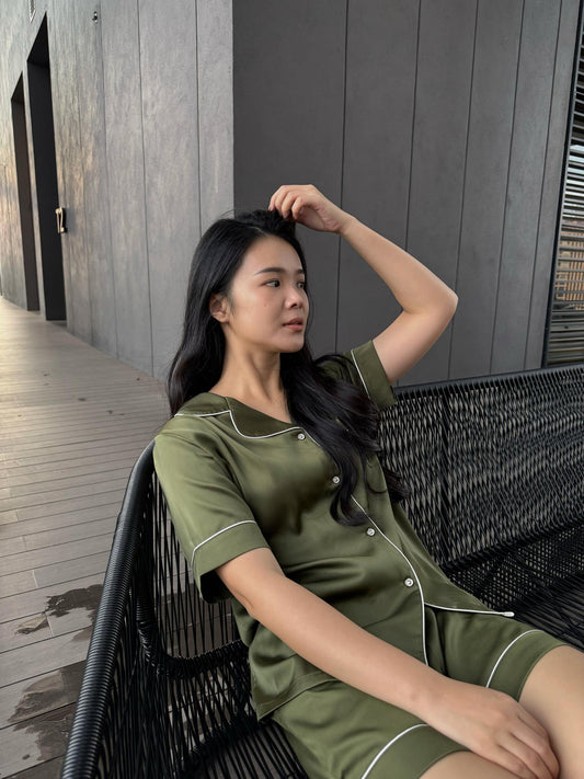 Abby Collection : Short sleeve + short pants (Army Green *LIMITED*)
