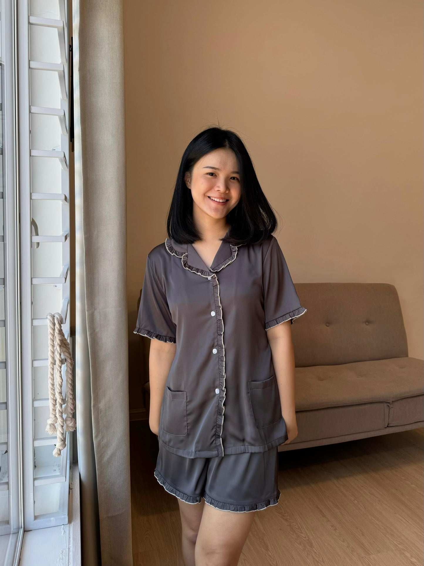 Nicky Collection : Short sleeve + short pants (Charcoal Grey)