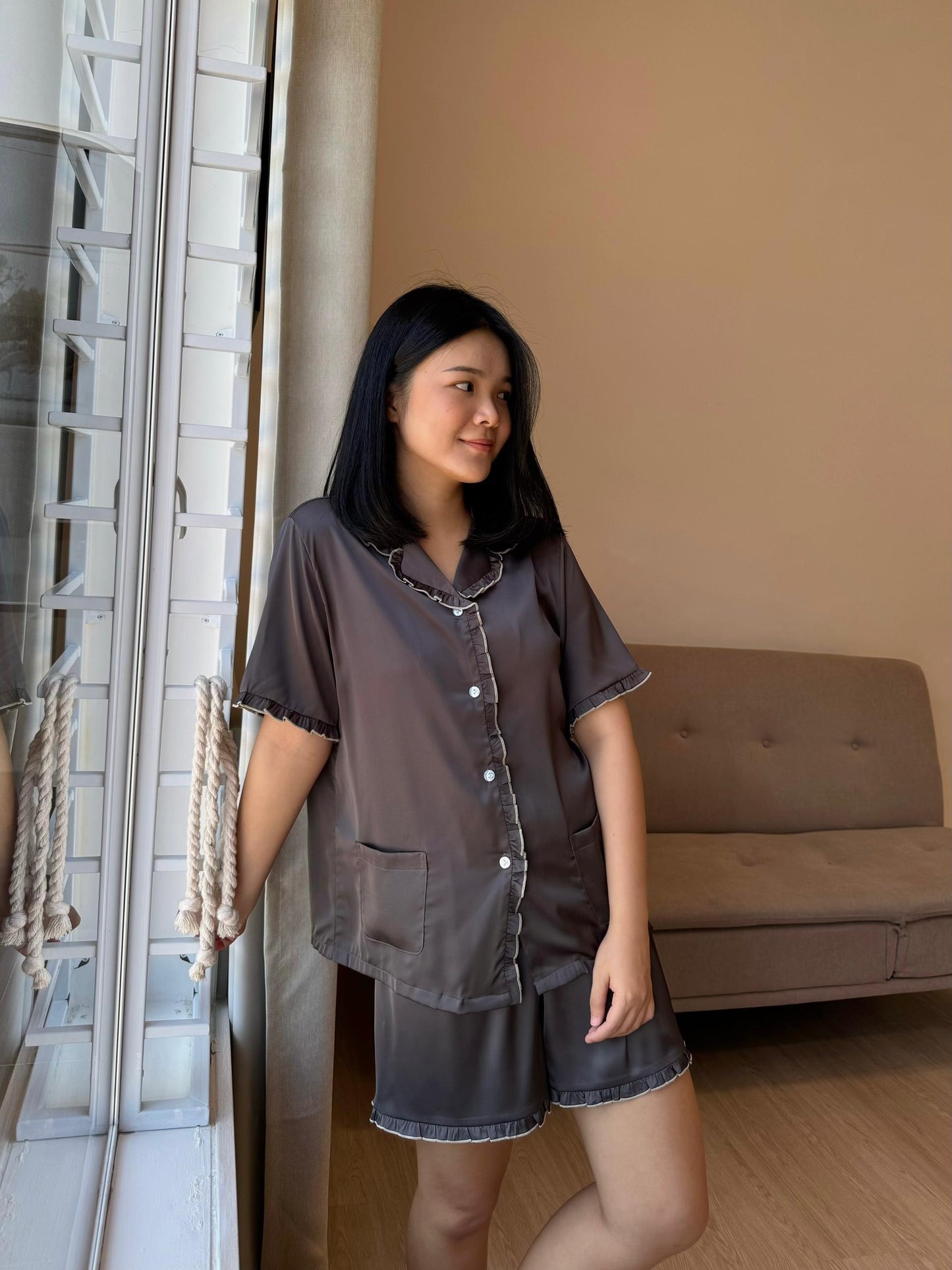 Nicky Collection : Short sleeve + short pants (Charcoal Grey)