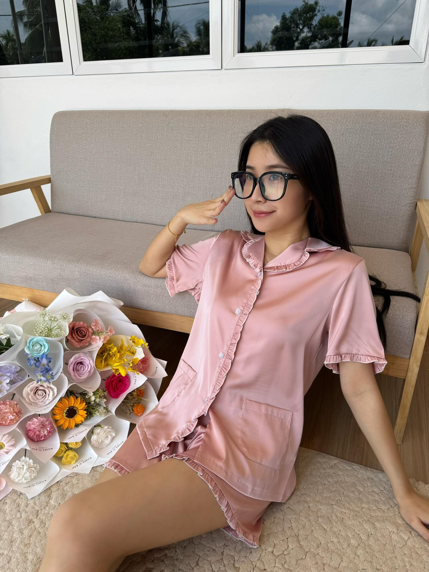 Nicky Collection : Short sleeve + short pants (Rose Pink)