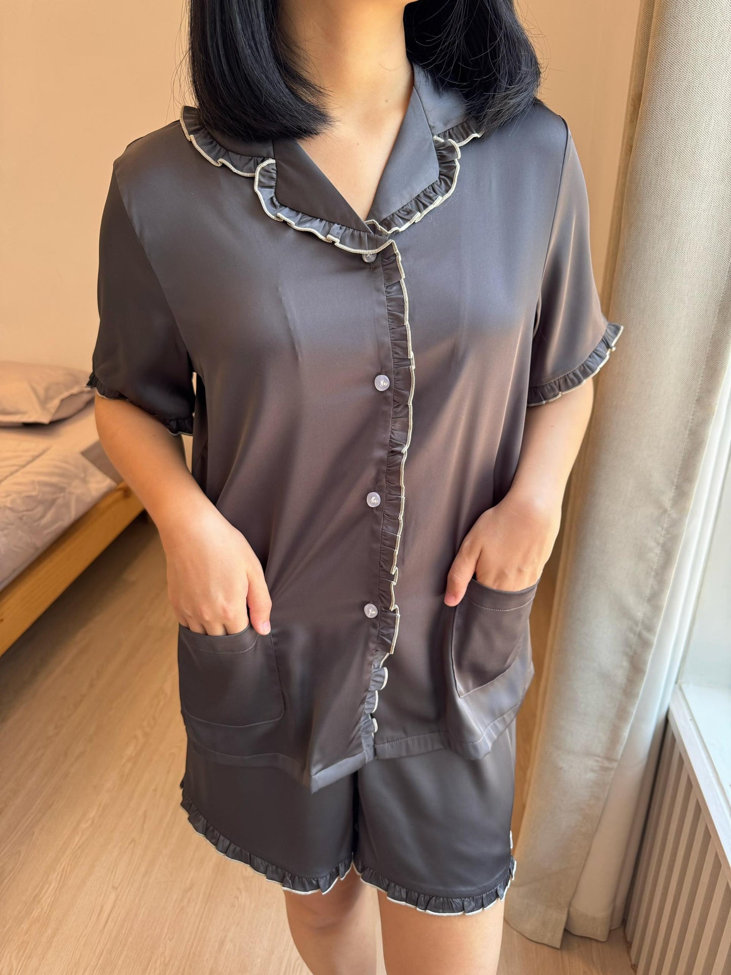 Nicky Collection : Short sleeve + short pants (Charcoal Grey)