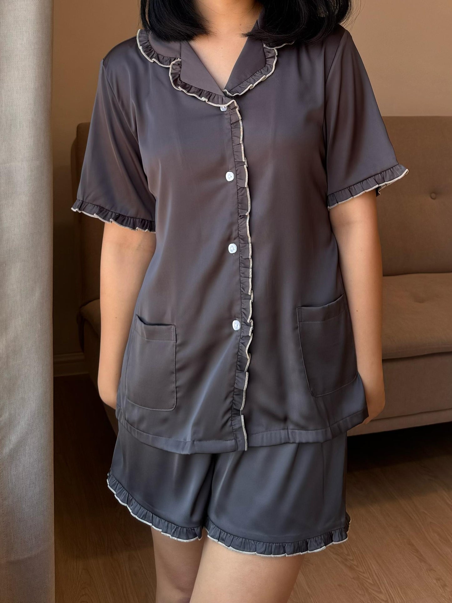Nicky Collection : Short sleeve + short pants (Charcoal Grey)