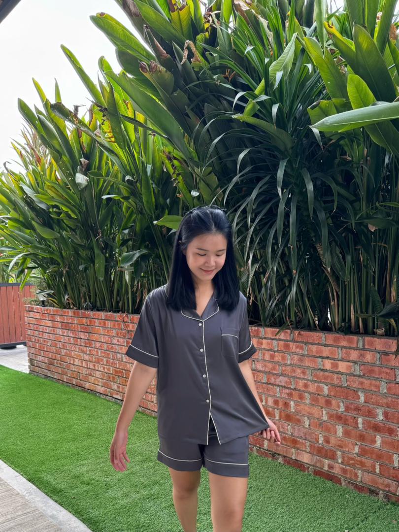 Abby Collection : Short sleeve + short pants (Charcoal Grey *LIMITED*)