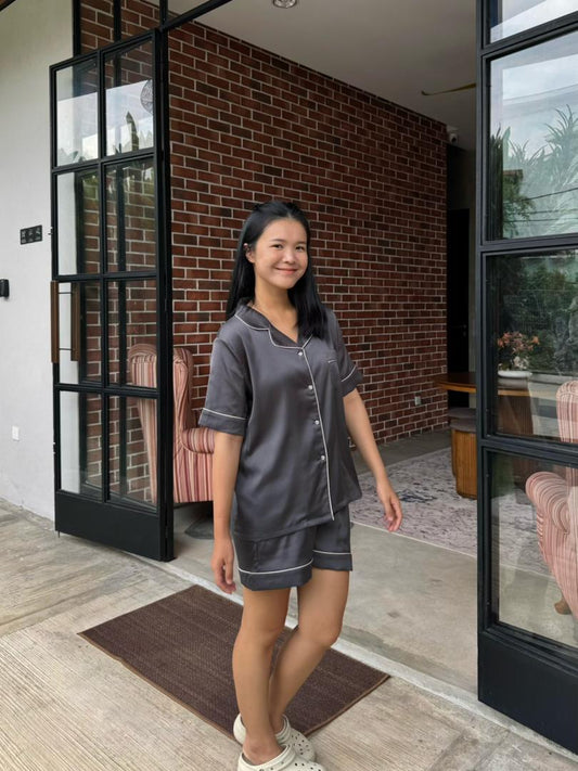 Abby Collection : Short sleeve + short pants (Charcoal Grey *LIMITED*)
