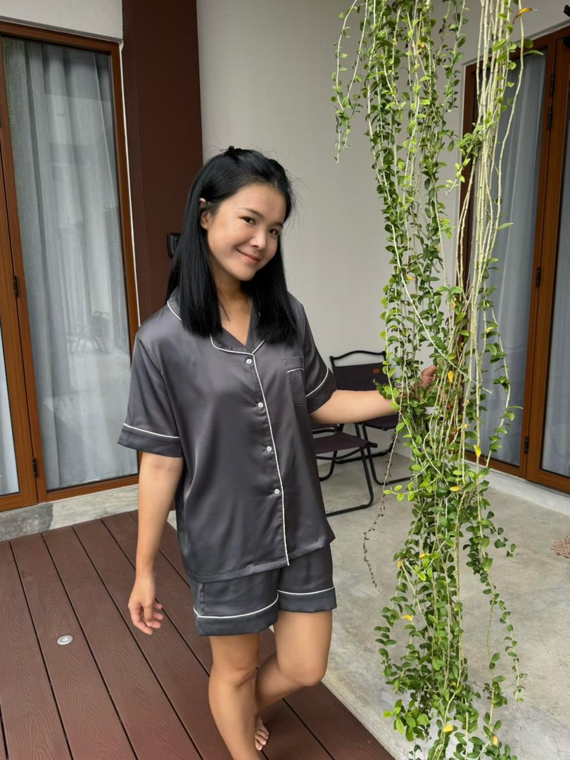 Abby Collection : Short sleeve + short pants (Charcoal Grey *LIMITED*)