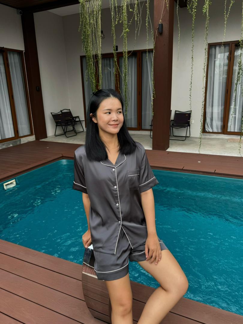 Abby Collection : Short sleeve + short pants (Charcoal Grey *LIMITED*)