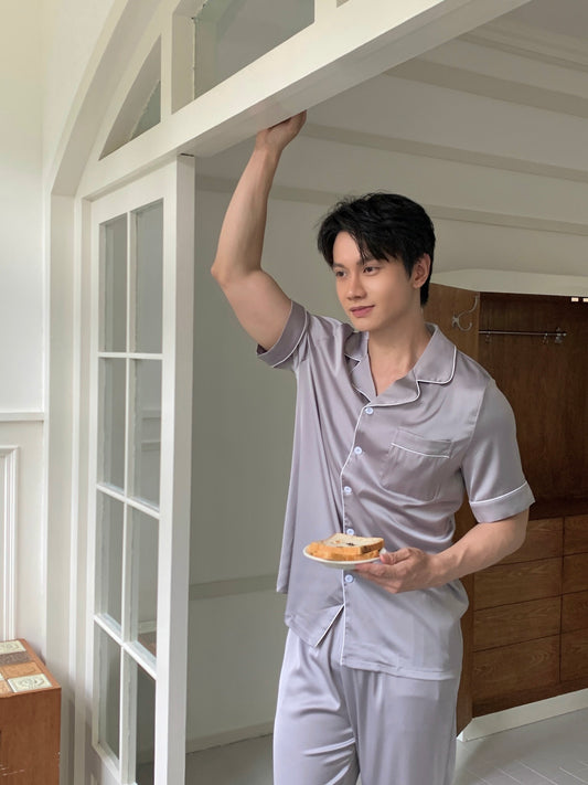 Gavin Collection : Short Sleeve with Long Pants (Silver Grey)