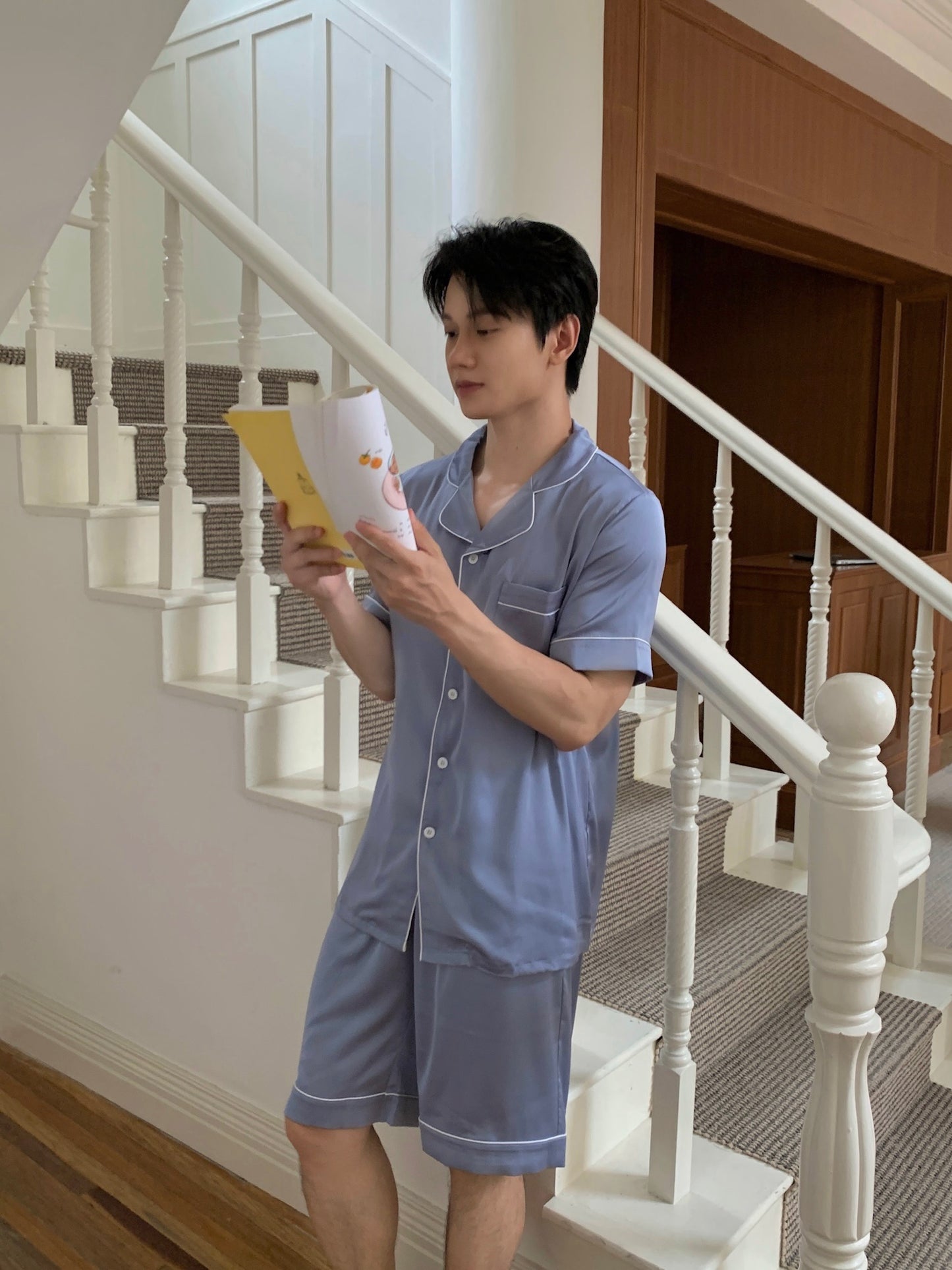 Eddie系列 : 短袖+短褲 (灰藍色)