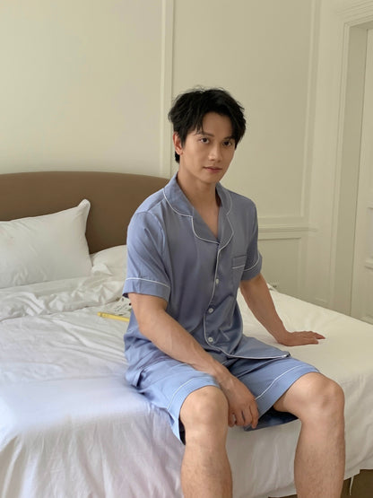 Eddie Collection : Short Sleeve with Short Pants (Grey Blue)