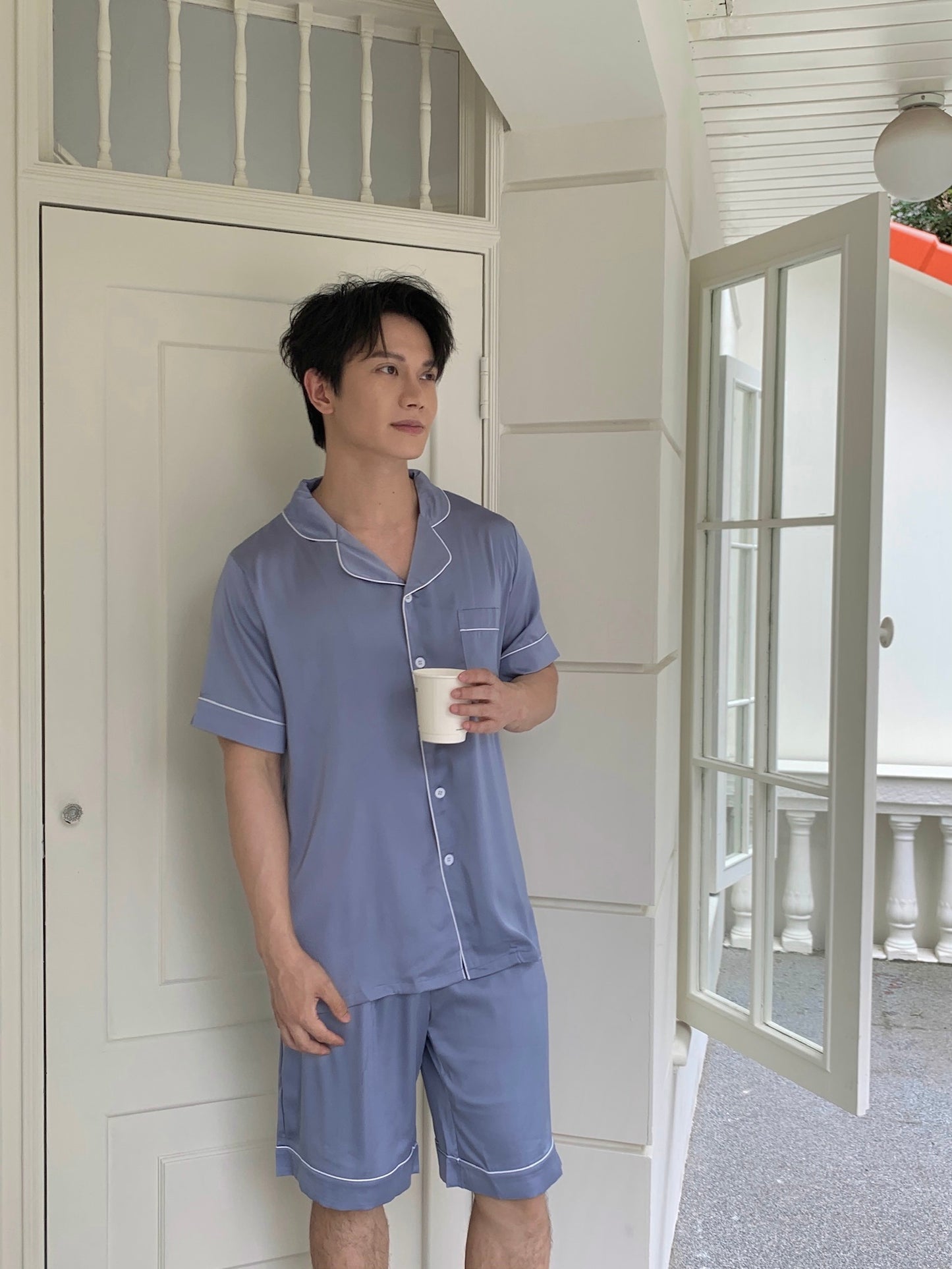 Eddie系列 : 短袖+短褲 (灰藍色)