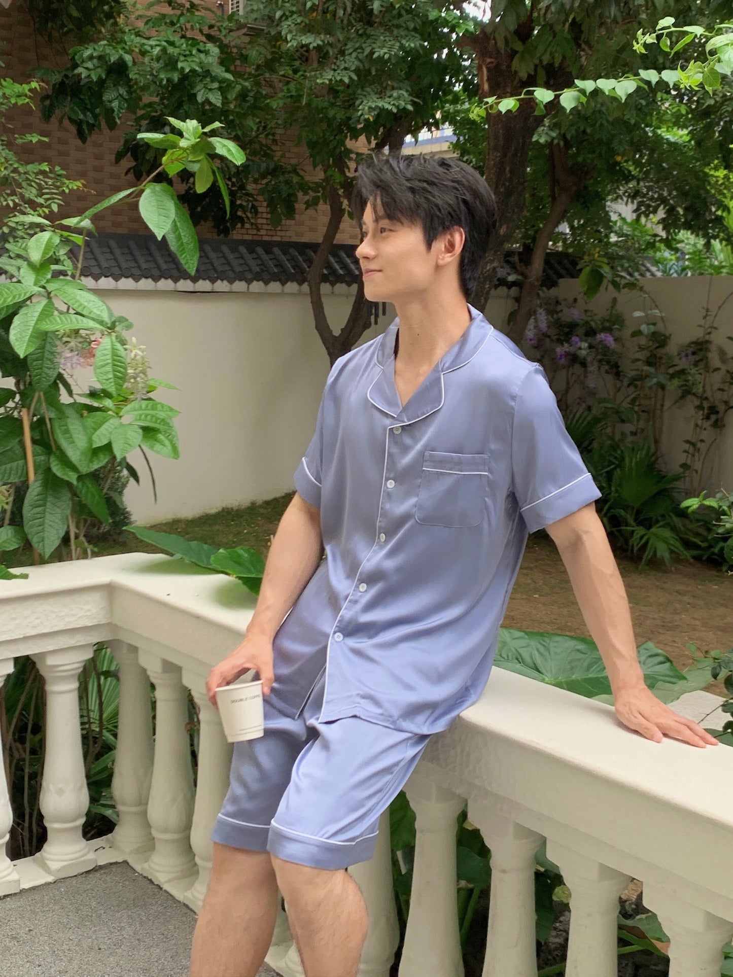 Eddie系列 : 短袖+短褲 (灰藍色)