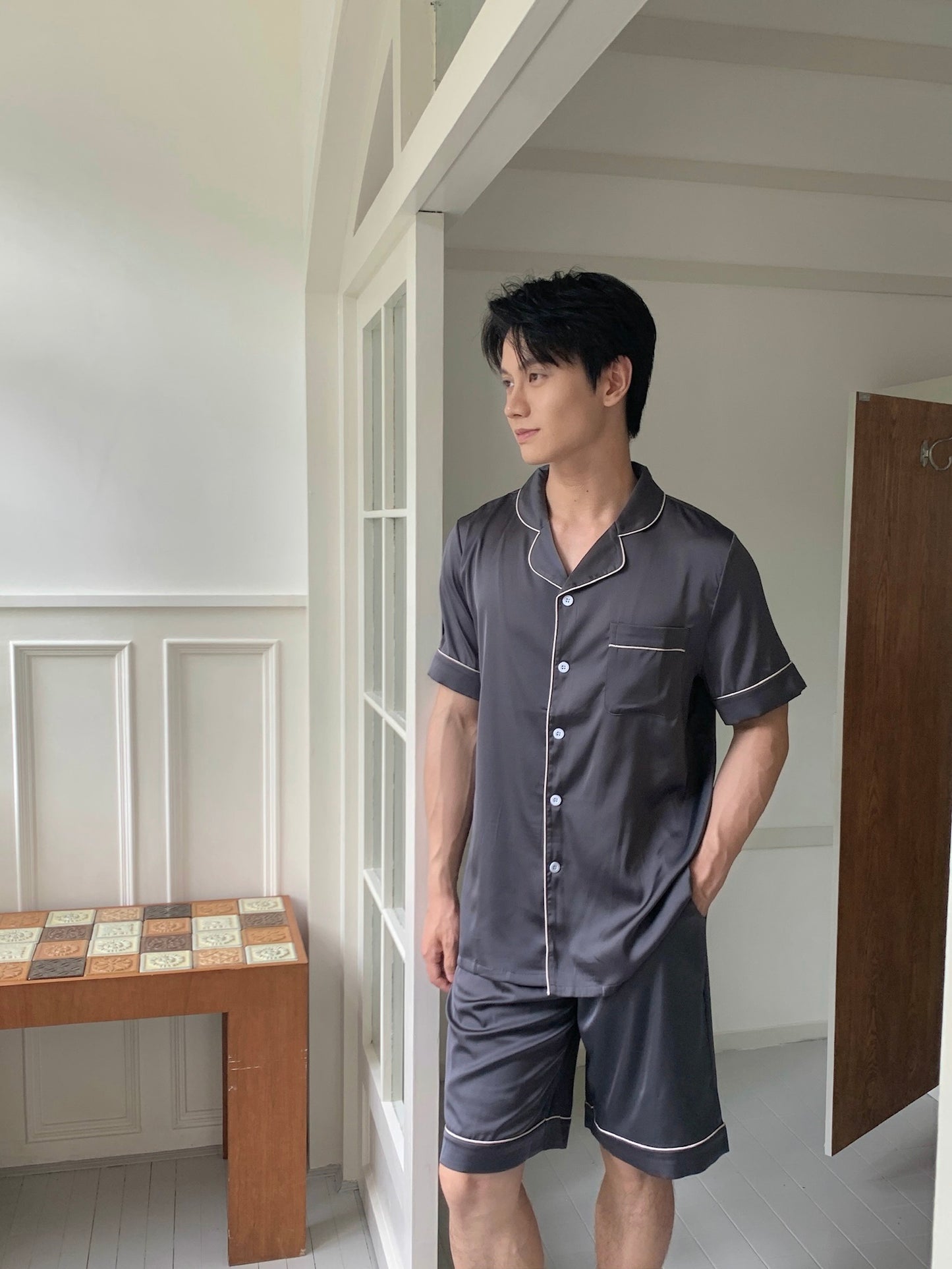 Eddie Collection : Short Sleeve with Short Pants (Charcoal Grey)