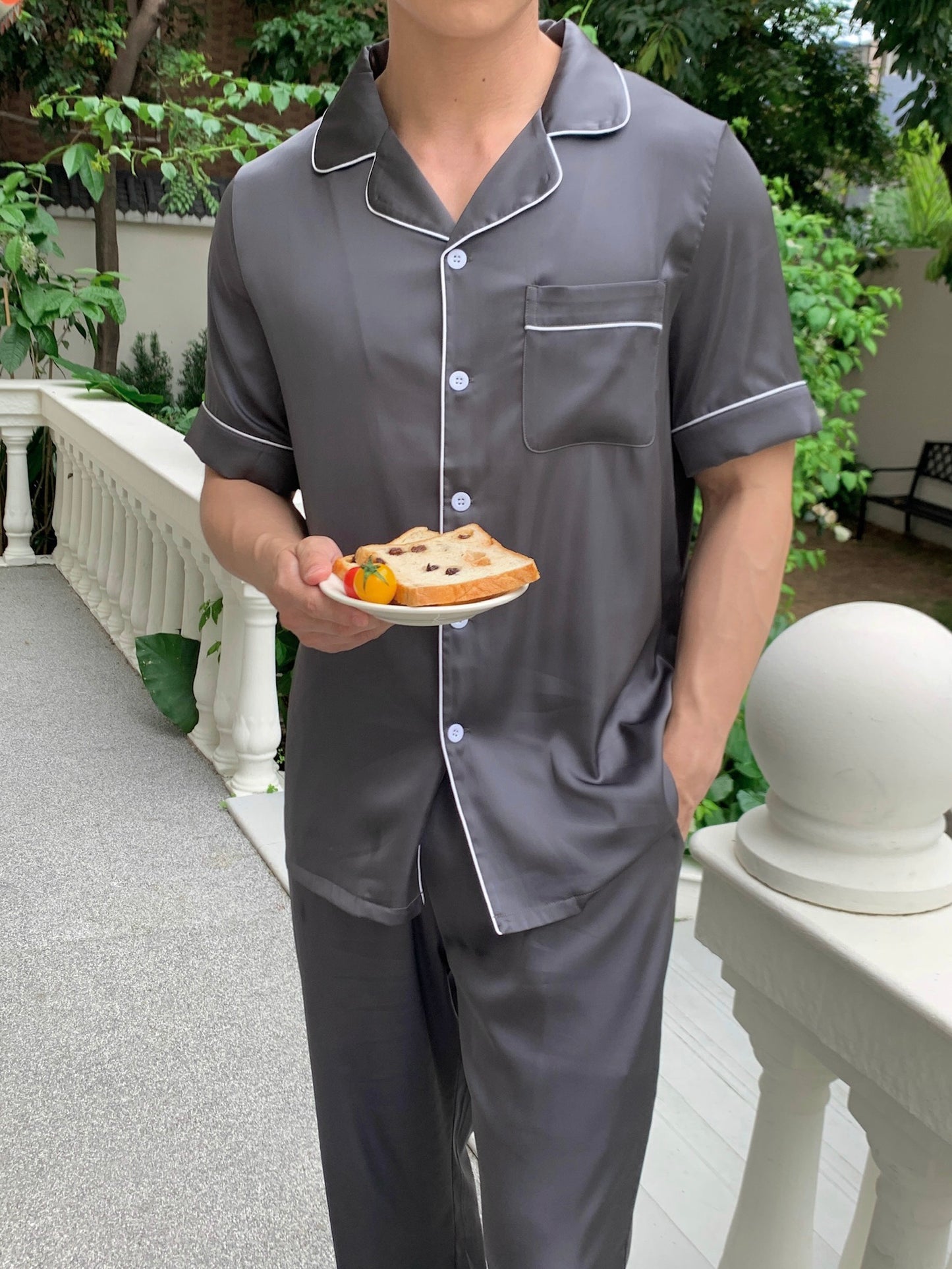 Gavin Collection : Short Sleeve with Long Pants (Charcoal Grey)