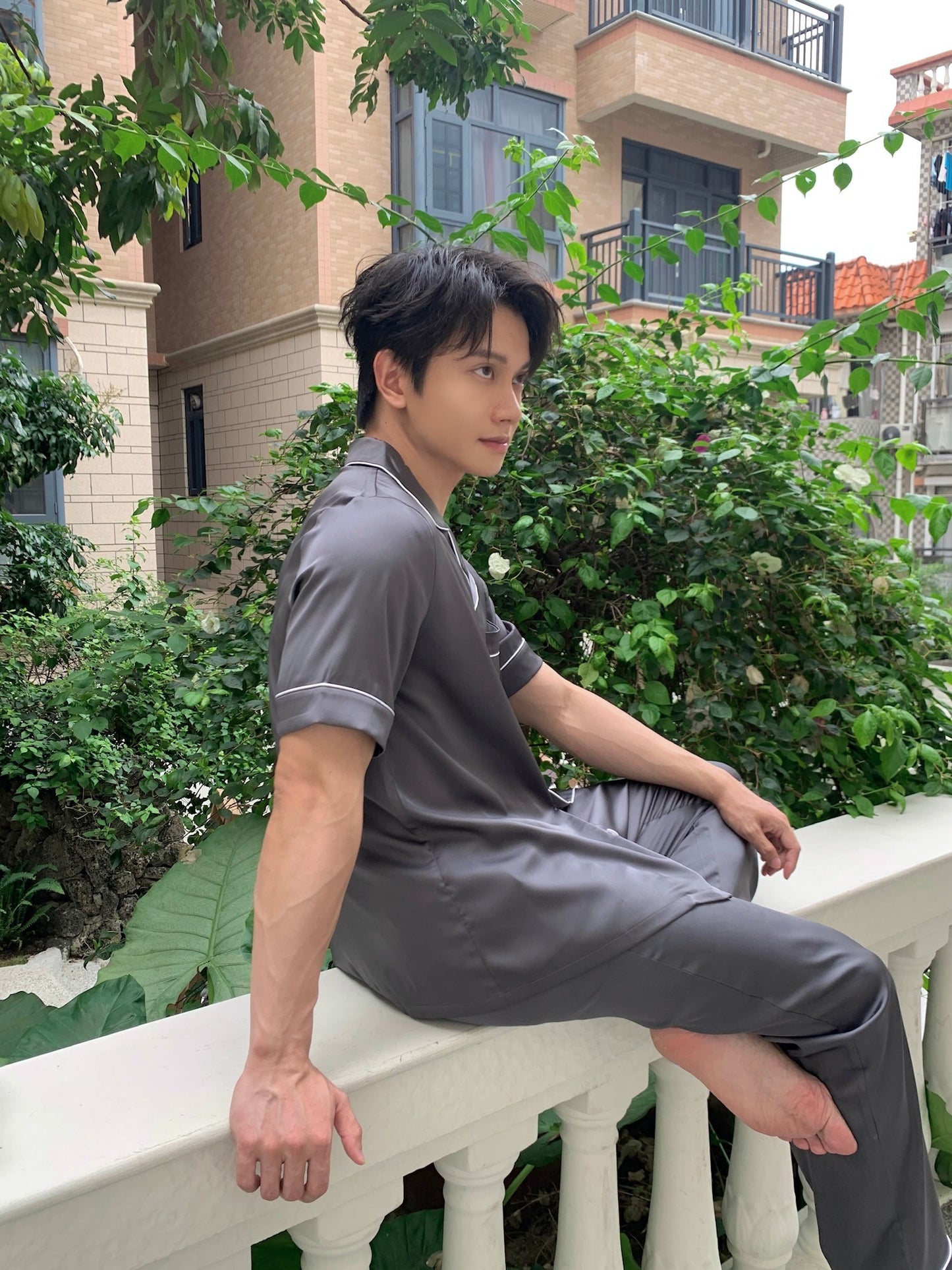 Gavin Collection : Short Sleeve with Long Pants (Charcoal Grey)