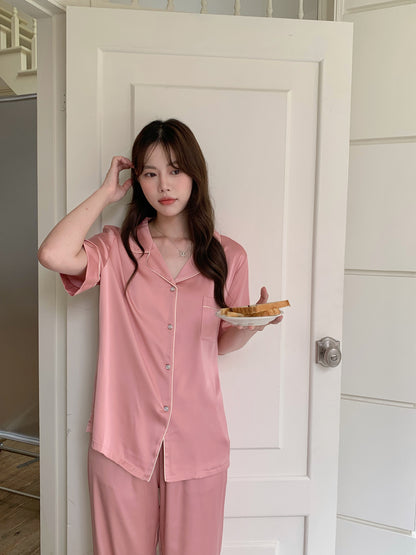 Jovin Collection : Short Sleeve with Long Pants (Soft Pink)