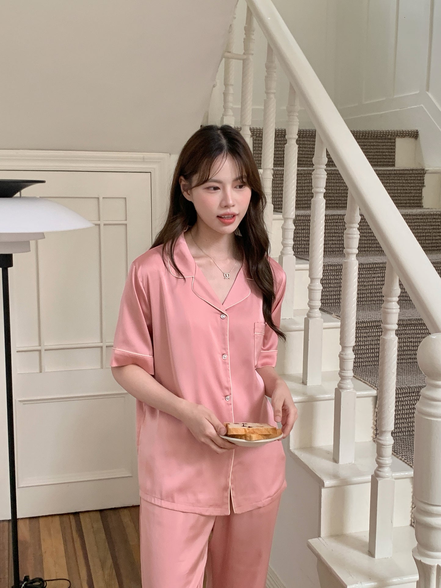 Jovin Collection : Short sleeve + long pants (Soft Pink)