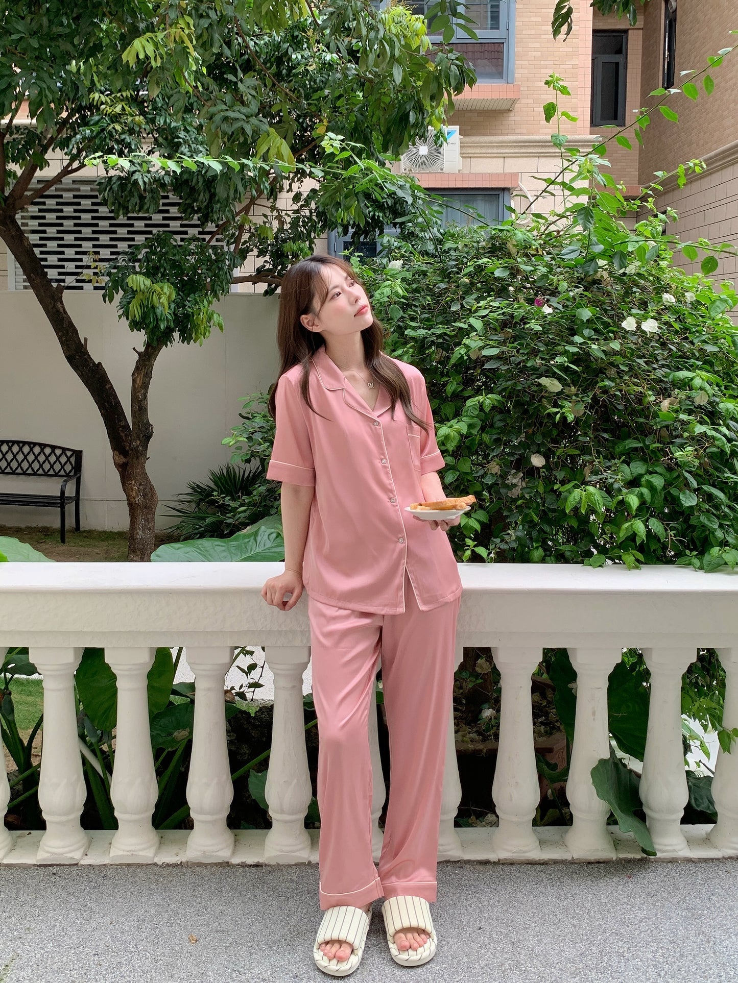 Jovin Collection : Short sleeve + long pants (Soft Pink)