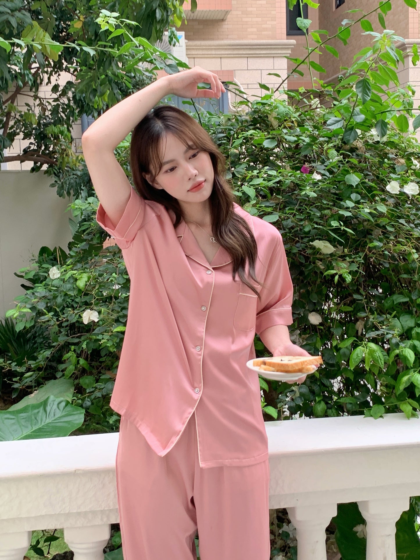 Jovin Collection : Short sleeve + long pants (Soft Pink)
