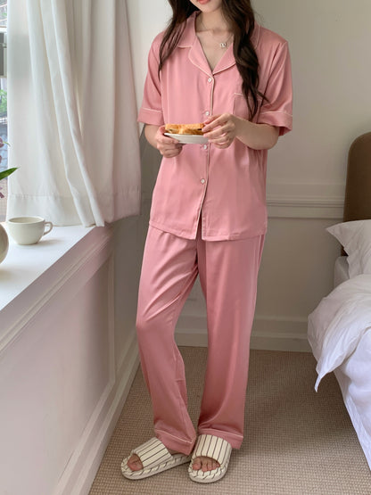 Jovin Collection : Short Sleeve with Long Pants (Soft Pink)