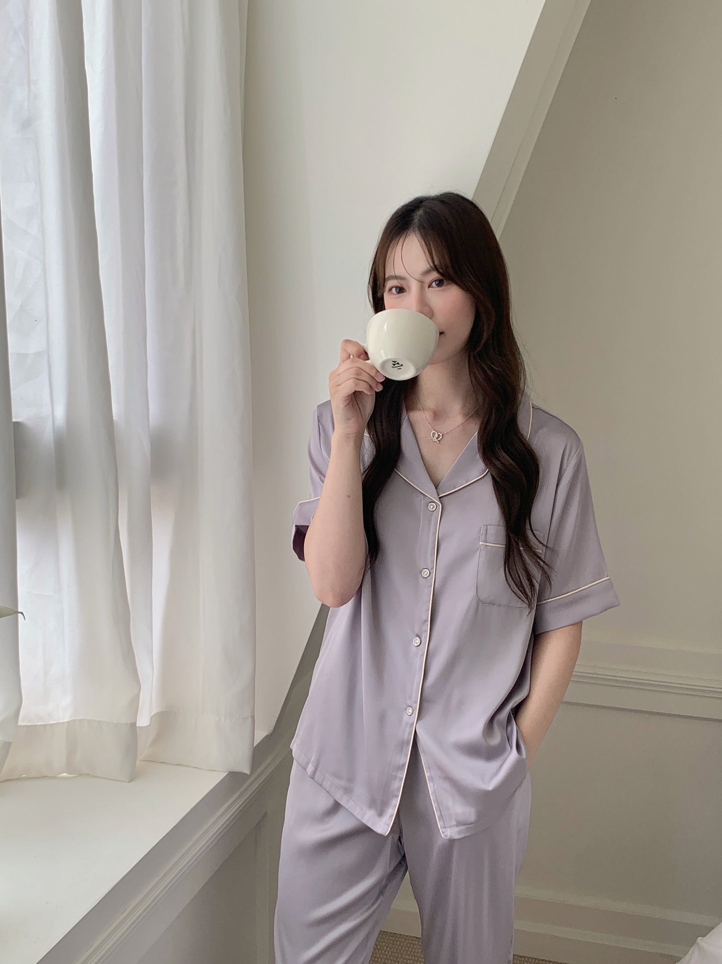 Jovin Collection : Short Sleeve with Long Pants (Soft Purple)