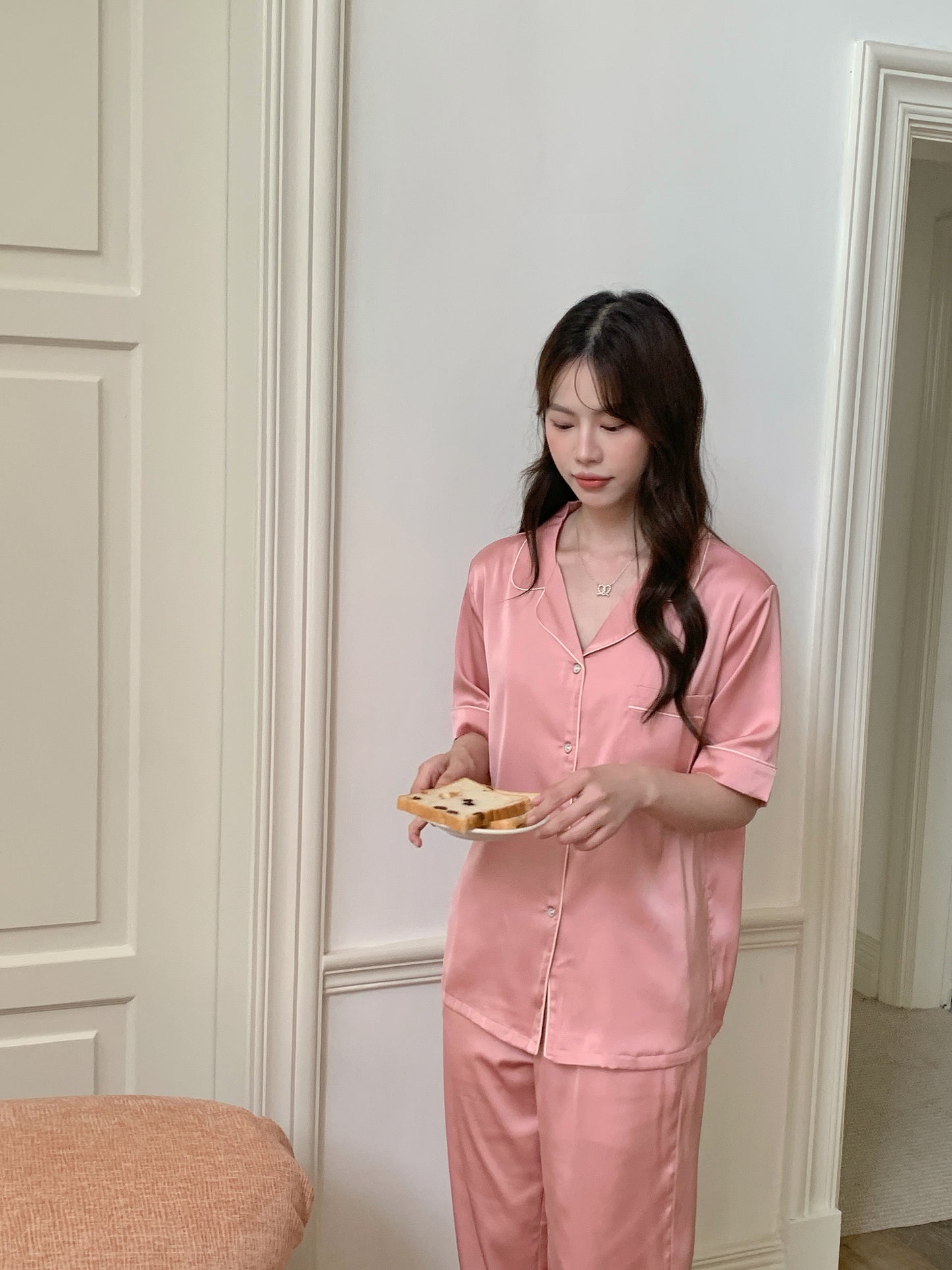 Jovin Collection : Short sleeve + long pants (Soft Pink)
