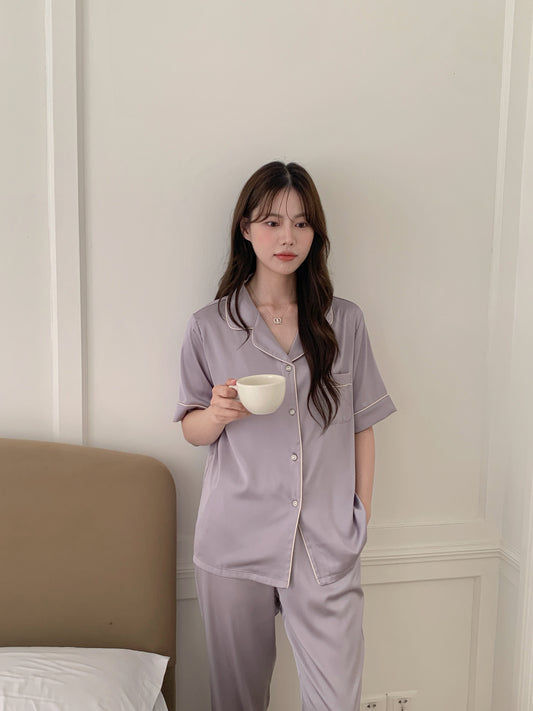 Jovin Collection : Short Sleeve with Long Pants (Soft Purple)