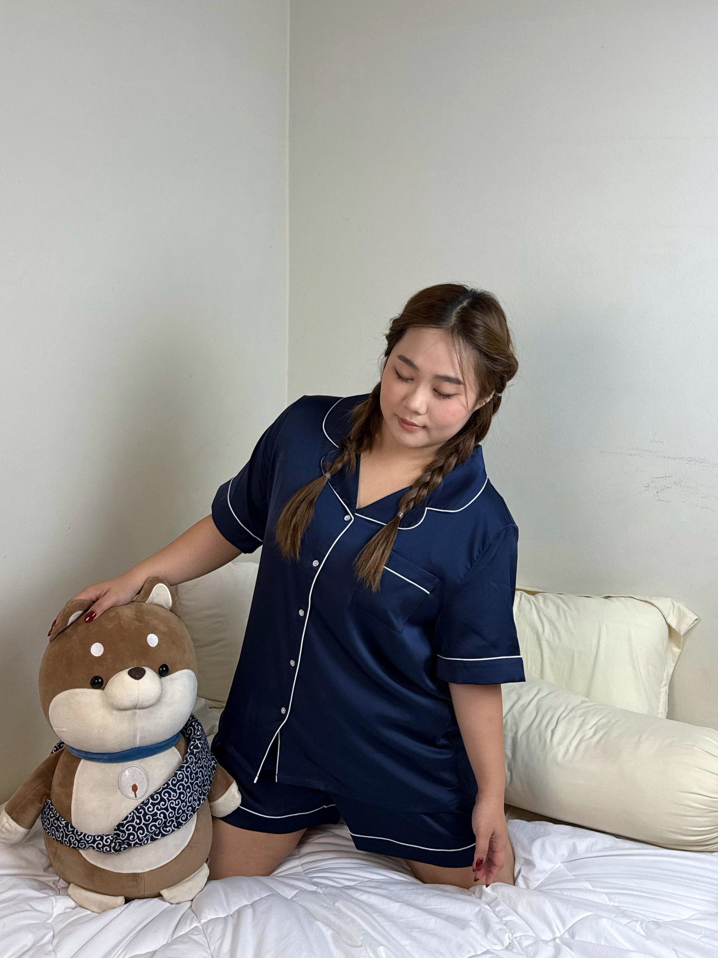Abby Plus Collection : Short sleeve + short pants (Navy Blue)