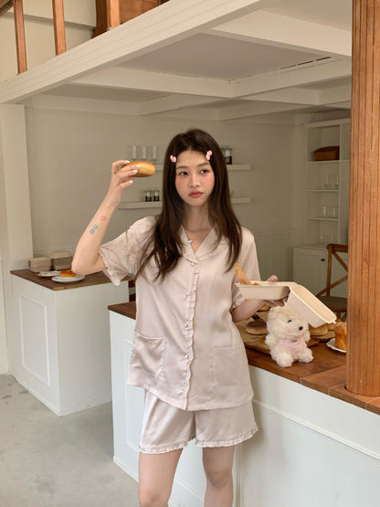 Nicky Collection : Short Sleeve with Short Pants (Beige)