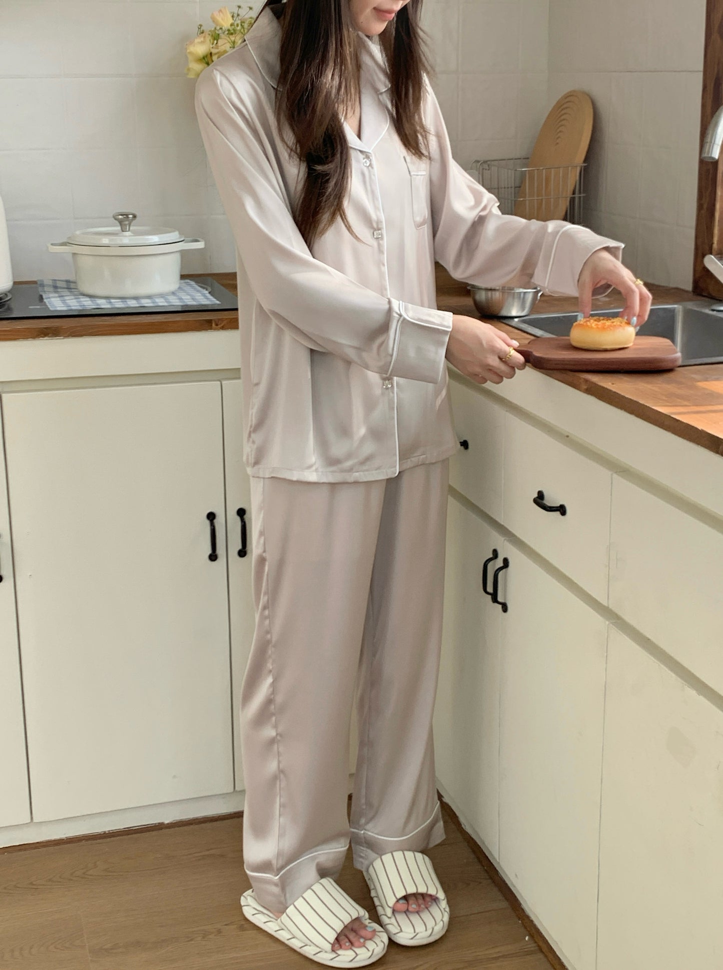 Blaire Collection : Long Sleeve with Long Pants (Beige)