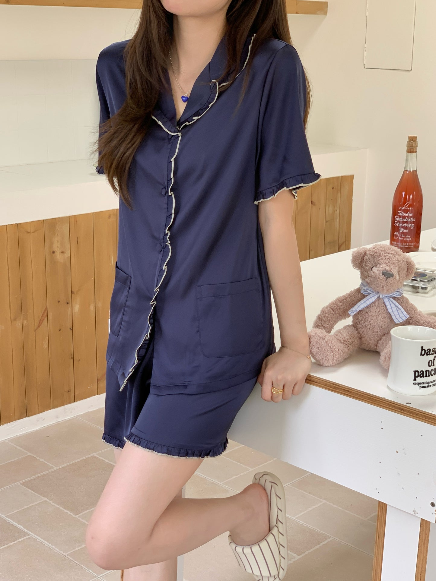 Nicky Collection : Short Sleeve with Short Pants (Navy Blue)