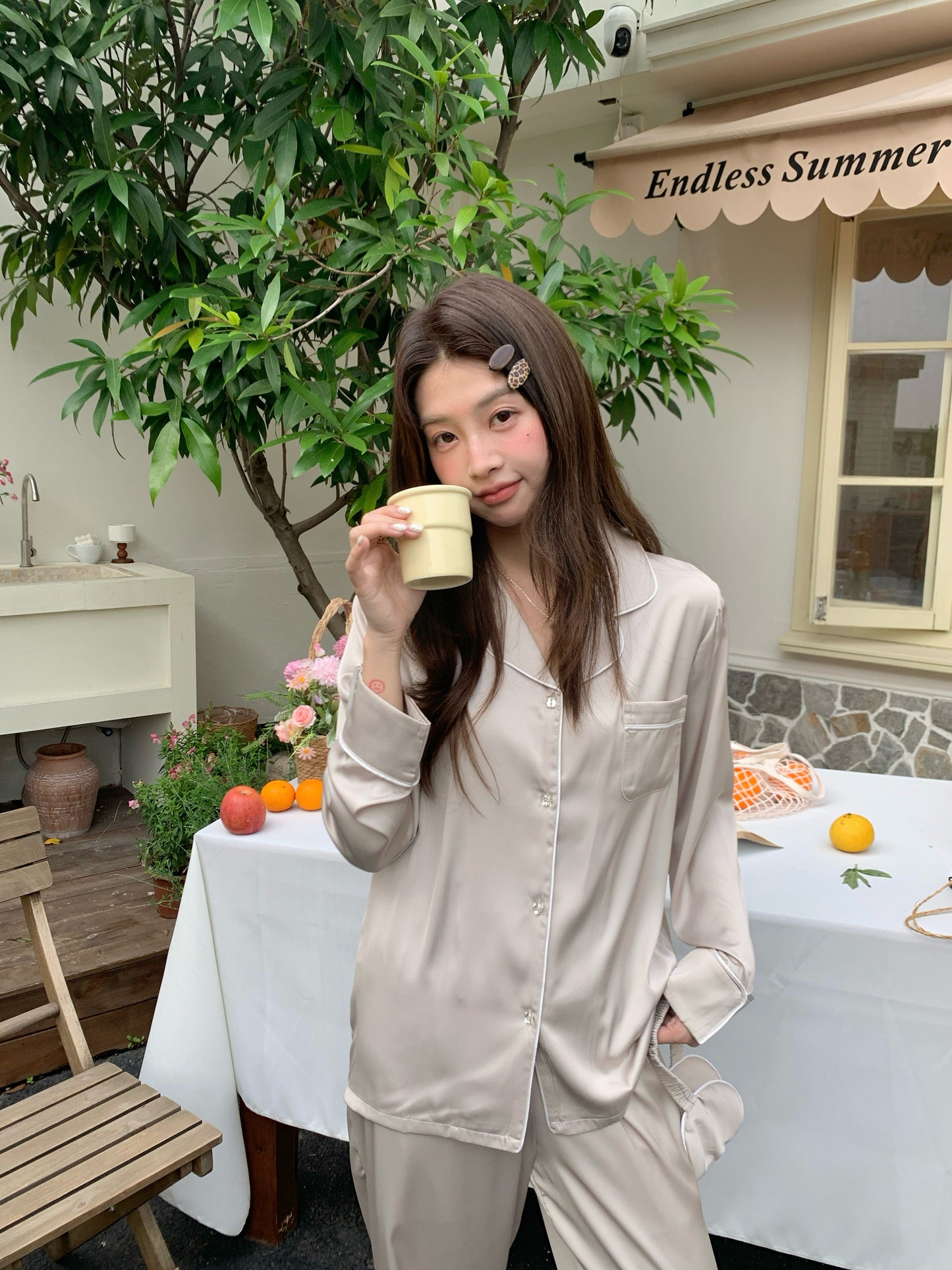 Blaire Collection : Long Sleeve with Long Pants (Beige)