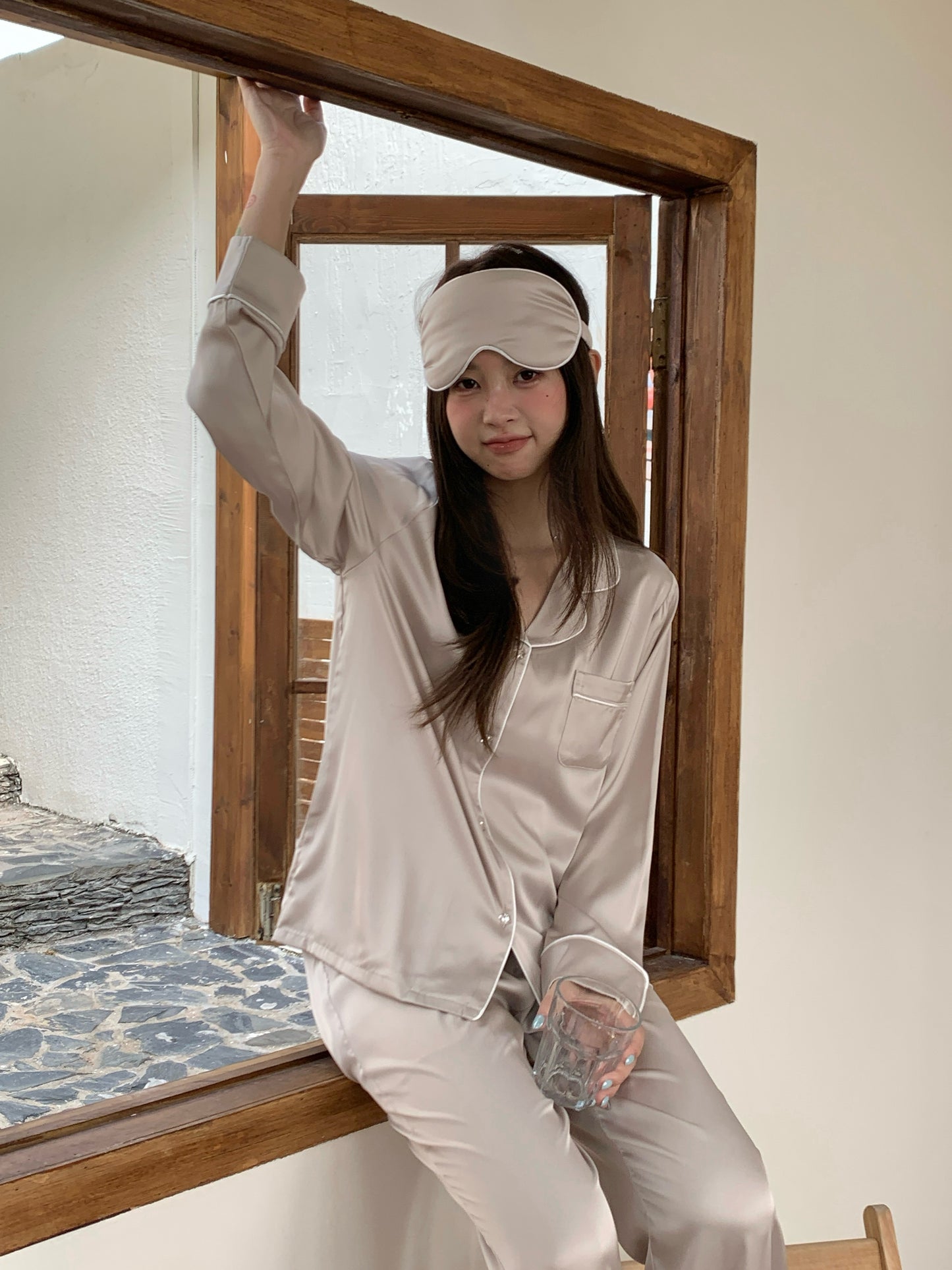 Blaire Collection : Long Sleeve with Long Pants (Beige)