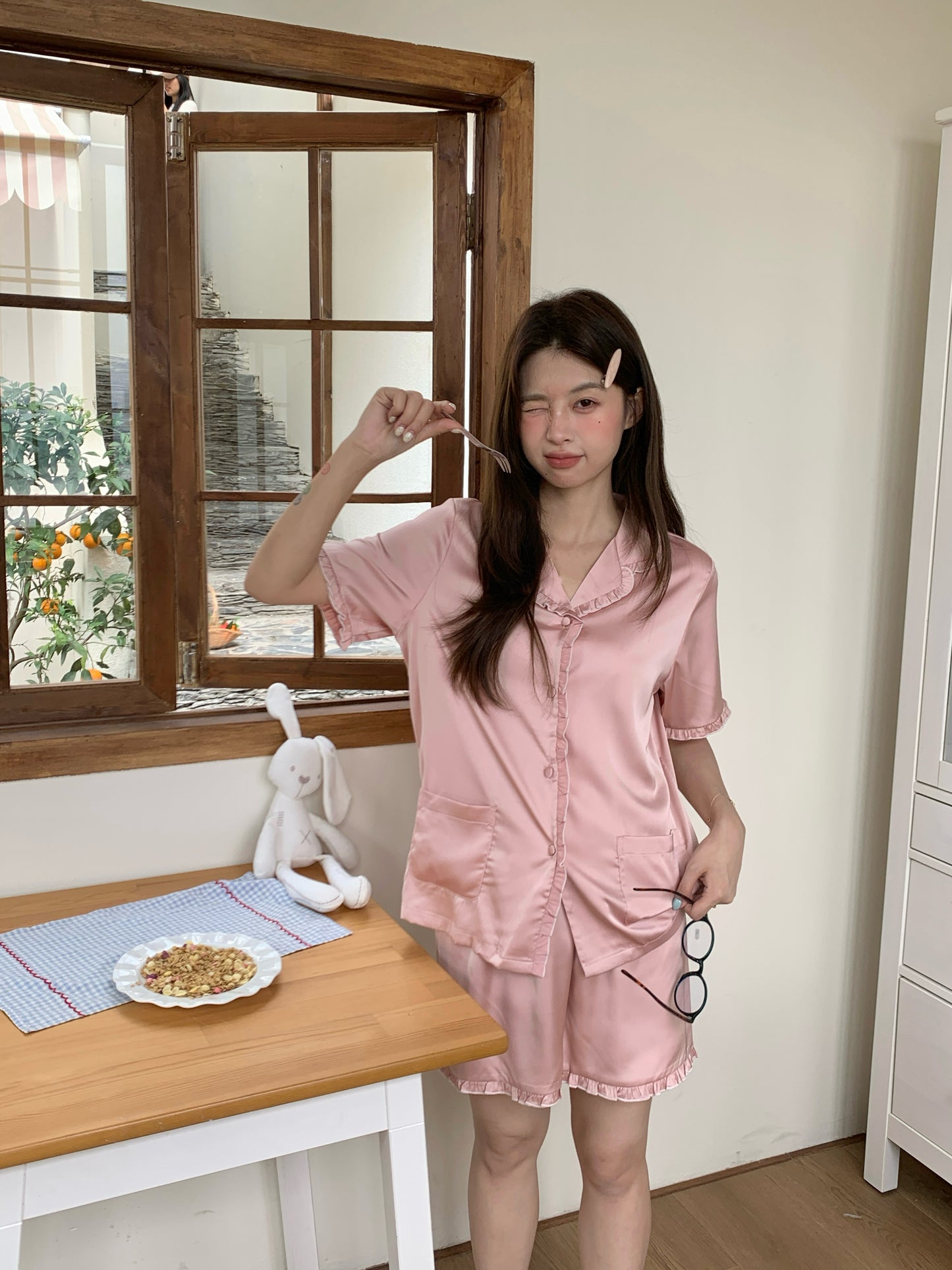 Nicky Collection : Short Sleeve with Short Pants (Rose Pink)