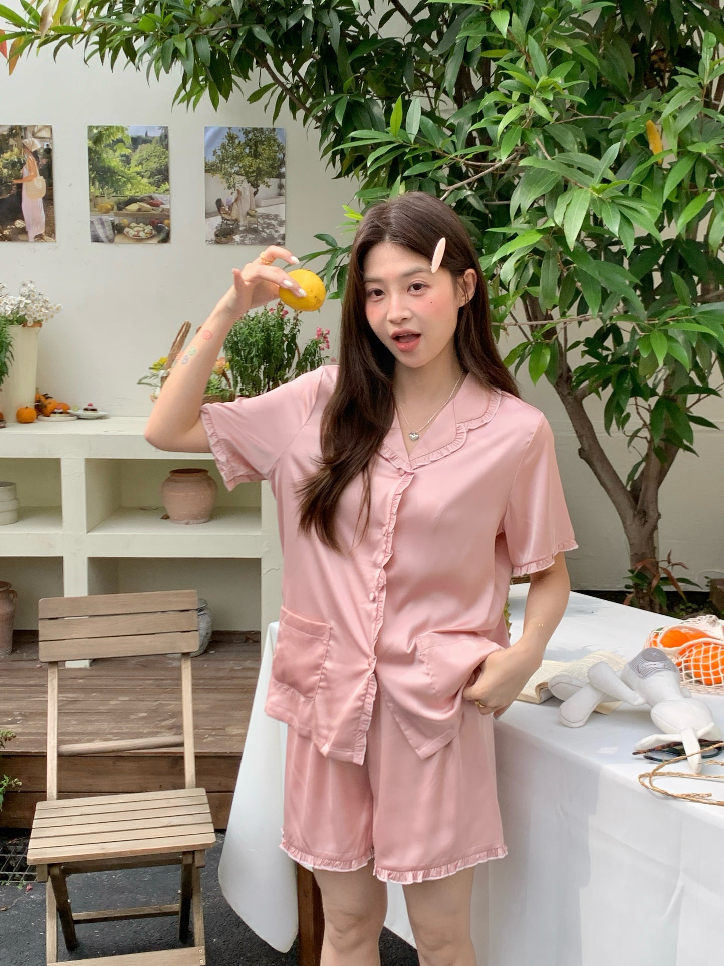 Nicky Collection : Short Sleeve with Short Pants (Rose Pink)
